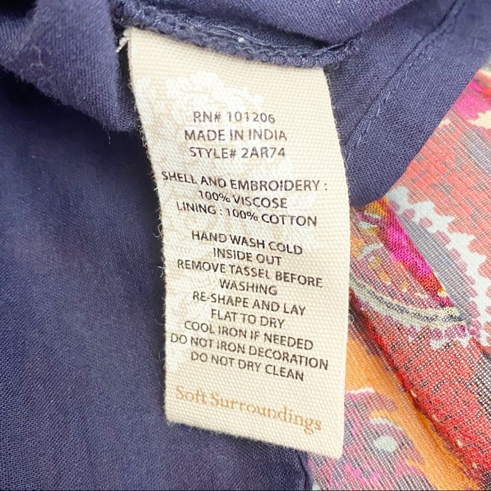 Soft Surroundings Iskra Paisley Floral Embroidered Bohemian Tunic: Navy Blue - Picture 14 of 14